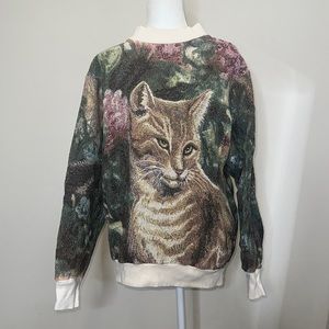 Vintage Woven Cat Sweater